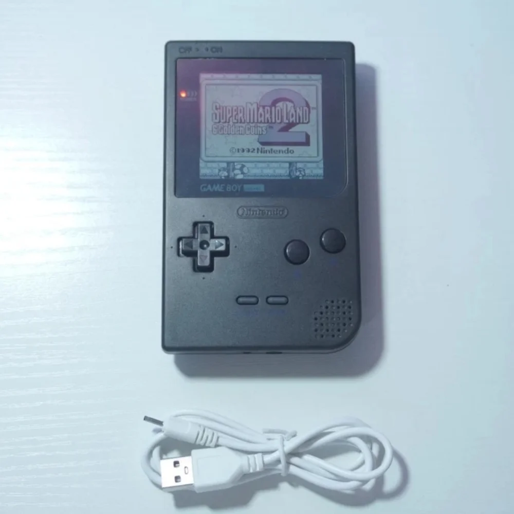 Matte Black Game Boy Pocket Light (MGB-001) with 7 Color Backlit IPS Screen